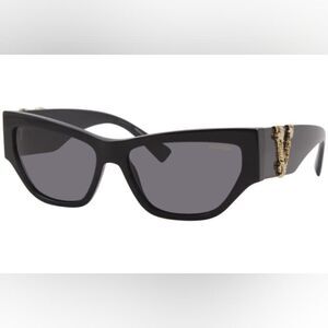 Designer Black Sunglasses with Metal Logo Accent - Like New